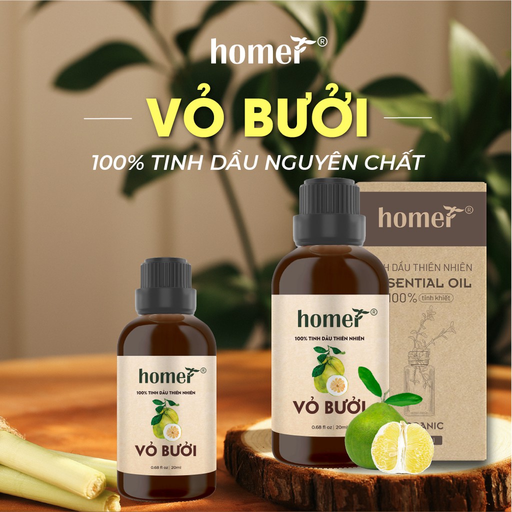 Tinh dầu Vỏ Bưởi Mỹ Homer 20ml/100ml - Grapefruit Essential Oil - đạt chuẩn chất lượng kiểm định