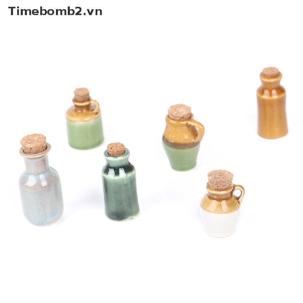 Bộ 2 Hũ Đựng Gia Vị Bằng Gốm Tỉ Lệ 1: 12 Trang Trí Nhà Búp Bê