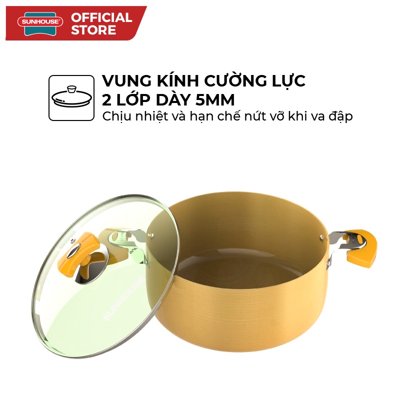 [Mã LIFEHL25 giảm 10% đơn350K] Bộ Nồi Nhôm Anod SUNHOUSE Cao Cấp SHG2703GA