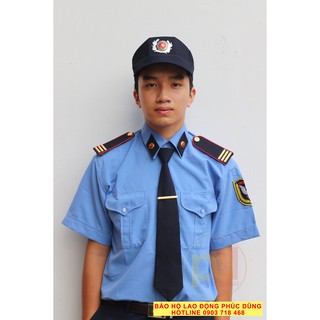 BỘ QUẦN ÁO BẢO VỆ XANH BIỂN NGẮN TAY - KÈM PHỤ KIỆN