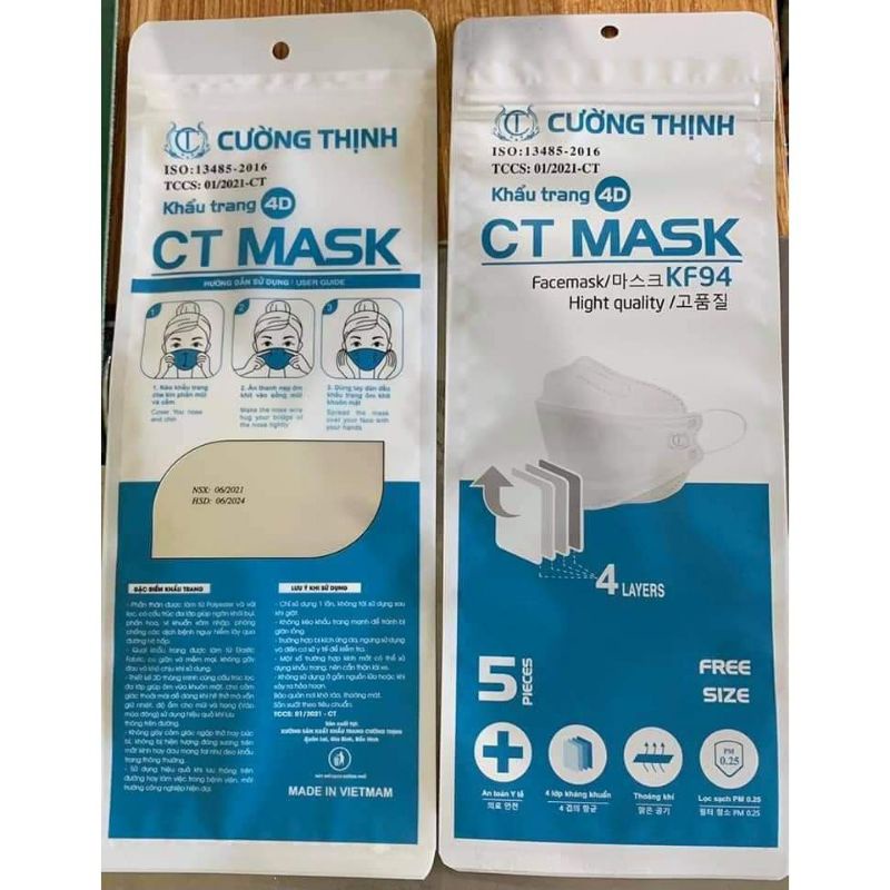 Khẩu Trang 4D CT Mask Cường Thịnh Túi 5 Chiếc