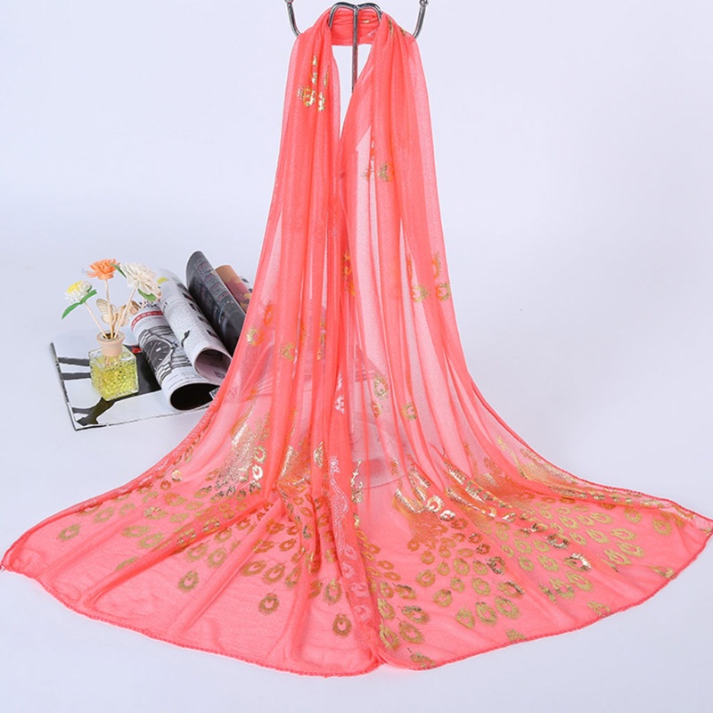 Khăn Choàng Cổ Dài Mềm Mại Thêu Họa Tiết Hoa Và Chim Công Nhiều Màu Dành Cho Nữ