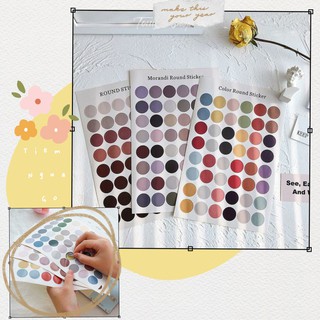 Sticker Hình Dán Tròn Round Sticker Trang trí Sổ, Planner, Dán Các Vật Dụng Lên Tường - Tiệm Ngựa Gỗ