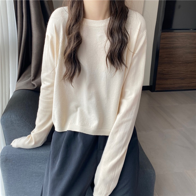 Áo len dệt kim dài tay basic nhiều màu