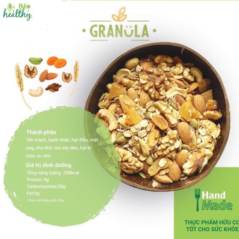[Mã 156FMCGSALE hoàn 8% đơn 500K] Ngũ Cốc Ăn Kiêng Không Đường Granola 7 Loại Hạt - Bếp Healthy Hà Nội | BigBuy360 - bigbuy360.vn