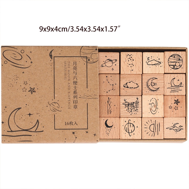 Set 16 tấm gỗ cao su dùng để trang trí album ảnh DIY