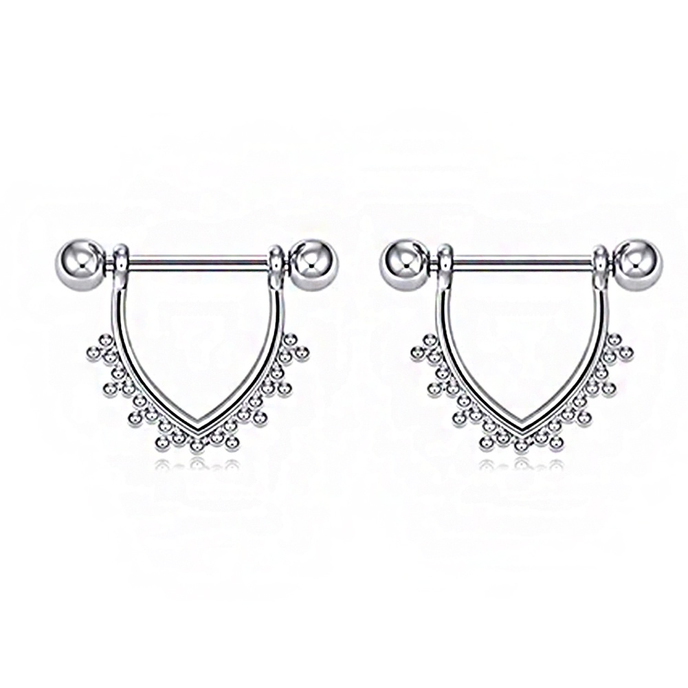 Set 2 Khuyên Nhũ Hoa Bằng Thép Không Gỉ Cá Tính