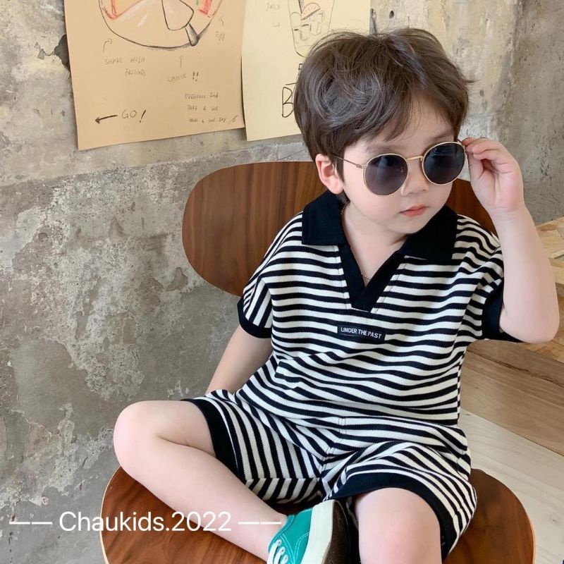 Bộ đồ thun kẻ cho bé tại Angiakids