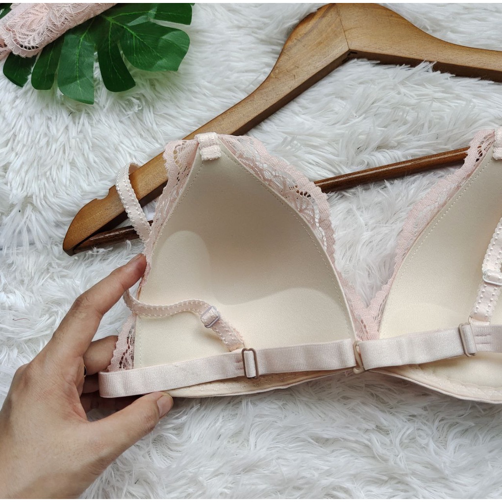 Set Bra - Bralette ren sexy không gọng, mút mỏng - Màu hồng phấn - NY36