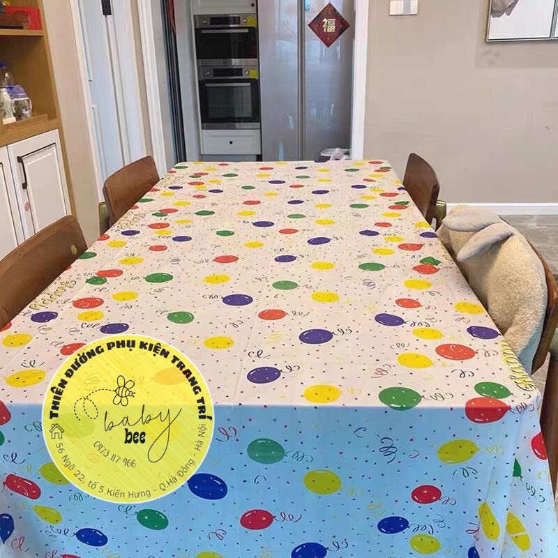 Khăn Trải Bàn Hoạ Tiết Chấm Bóng Sắc Màu Kích Thước 140x270CM