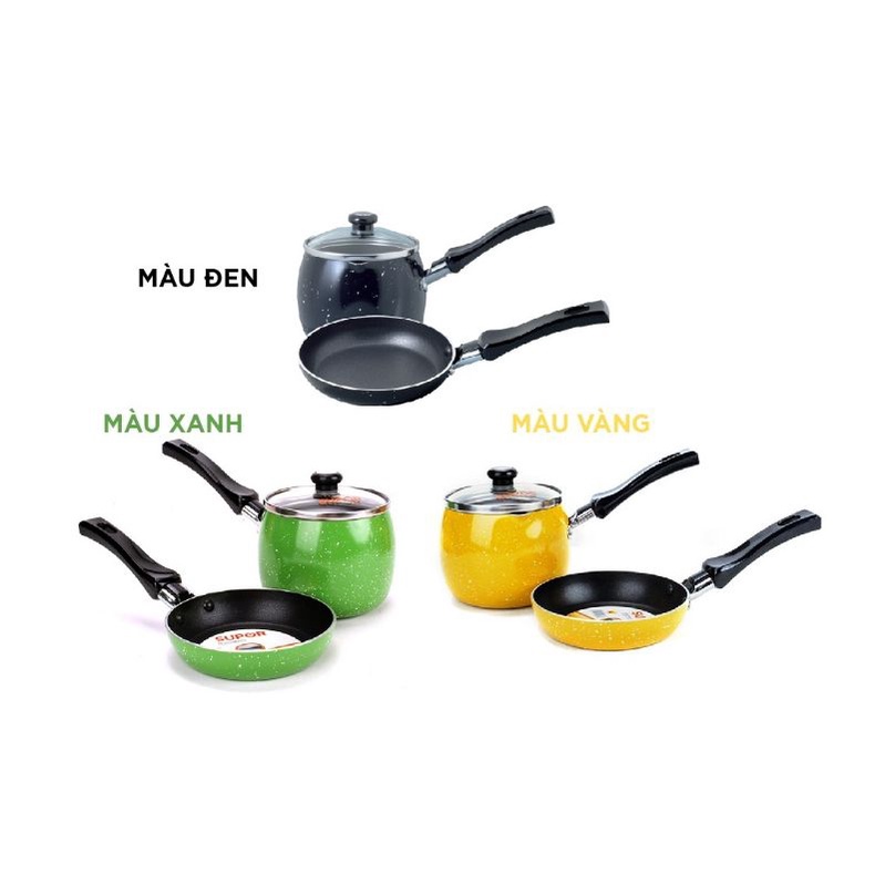 Bộ nồi chống dính Supor Bobo T0305 - Nồi 10cm, Chảo 12cm