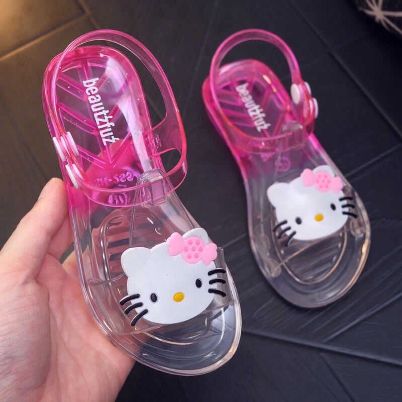 Giày Sandal Nhựa Dẻo Trong Suốt Đế Mềm Chống Trượt Chống Thấm Nước Thời Trang Mùa Hè Cho Bé Gái