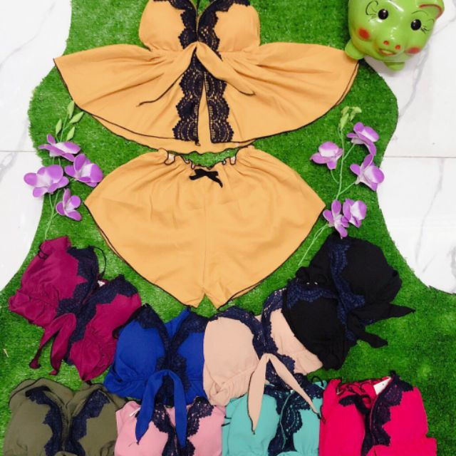 Đầm ngủ voan phối ren.combo live.