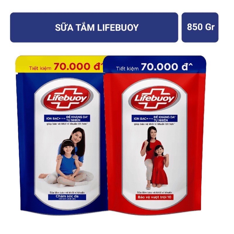 TÚI SỮA TẮM LIFEBUOY 850g