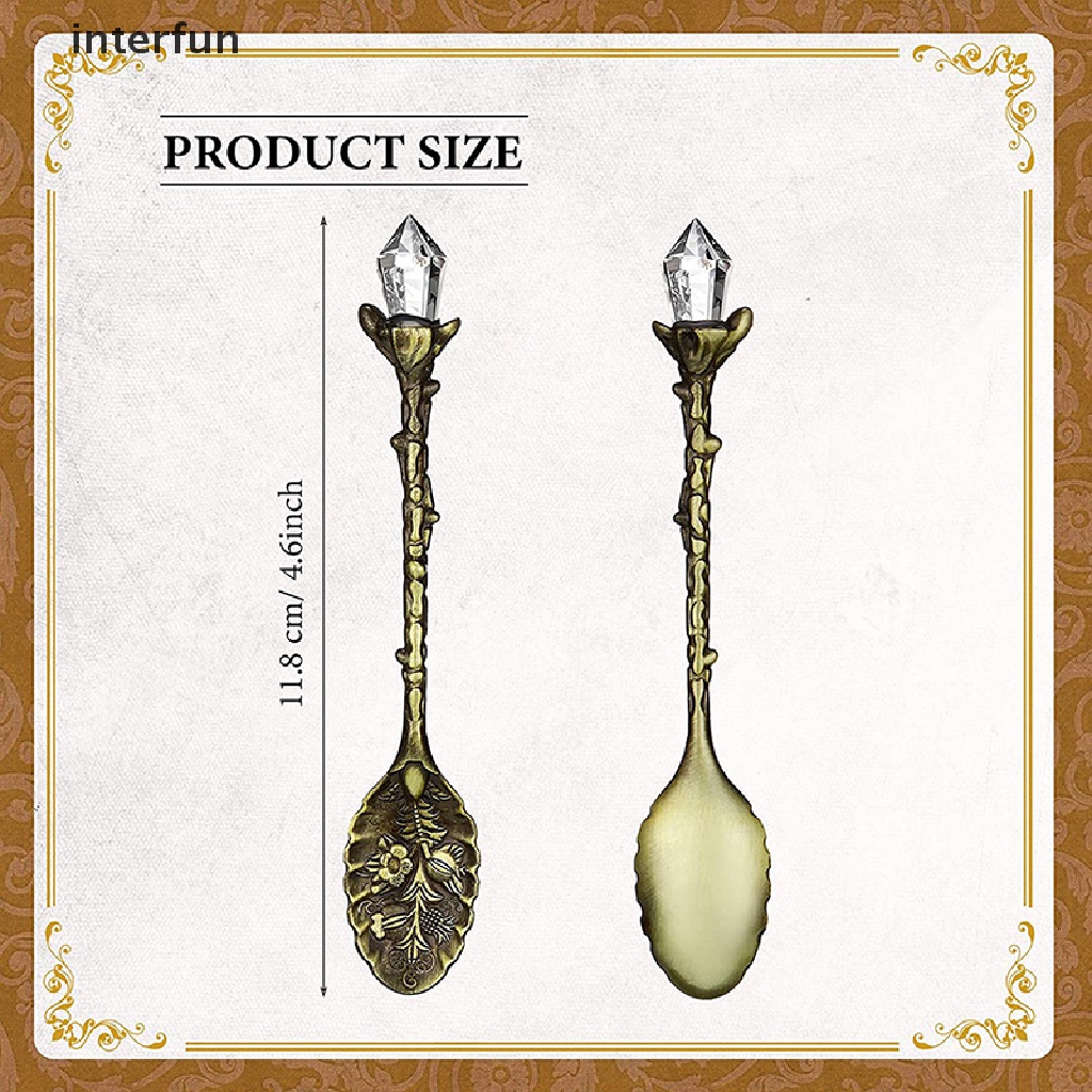 Set 4 Muỗng Cà Phê Chạm Khắc Hình Hoa Phong Cách Vintage