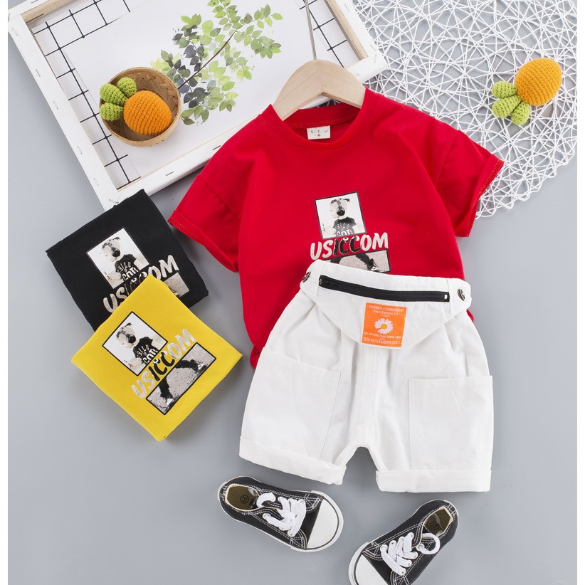 Bộ Trang Phục 2 Món Gồm Áo Thun Cotton Và Quần Short Họa Tiết Hoạt Hình Thời Trang Mùa Hè Dành Cho Bé Trai Gái 2021