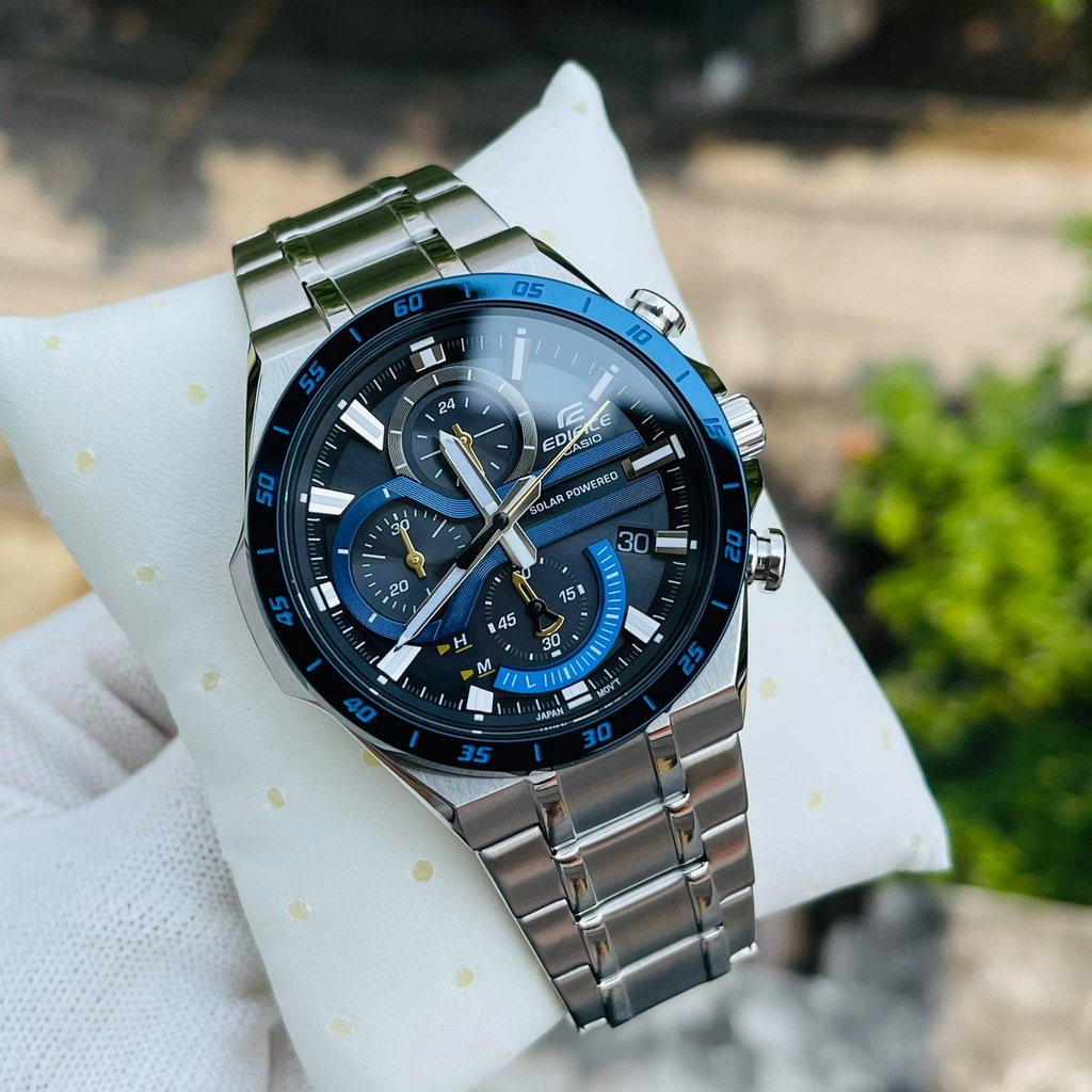 Đồng hồ nam casio eqs-920 - dây thép -  màu silver sáng bóng