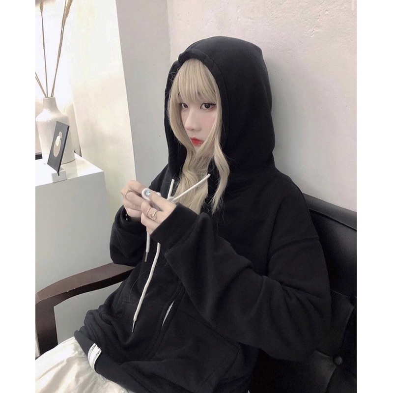 Áo Khoác Hoodie DÂY KÉO nỉ bông Unisex màu ĐEN/XÁM ❤️Nam nữ unisex❤️ Hoodie zip trơn form rộng Jaystoree