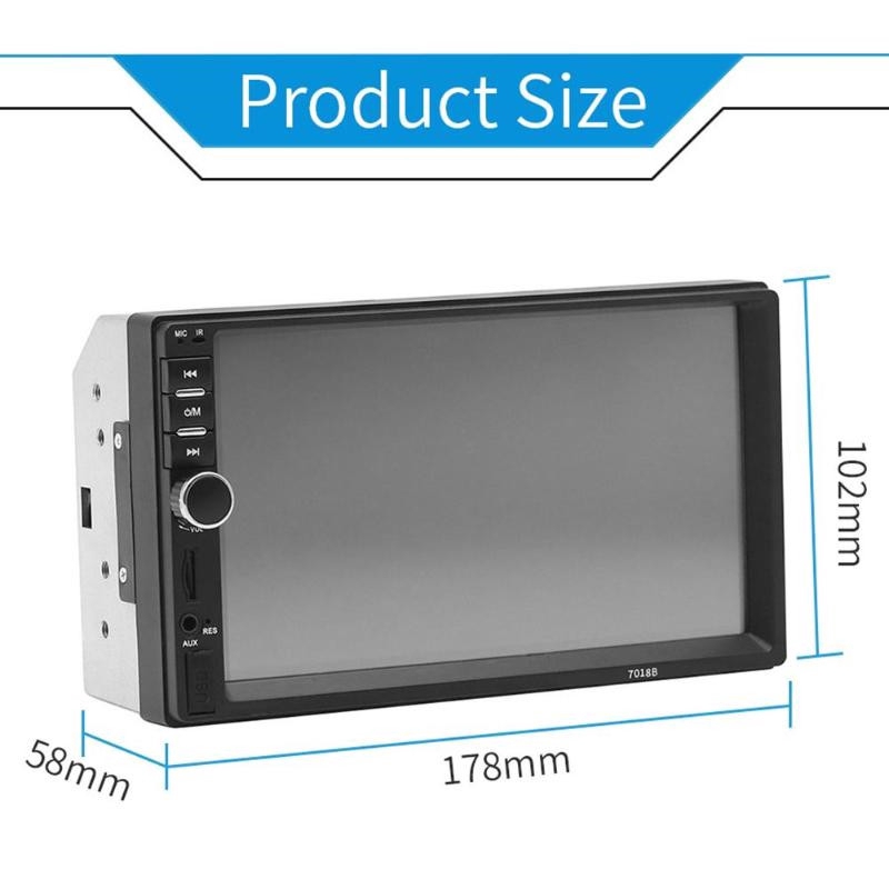 7018B 3rd 7 inch HD 2 DIN Xe hơi Bluetooth MP5 Player Hỗ trợ kết nối điện thoại di động （Android & IOS MirrorLink）