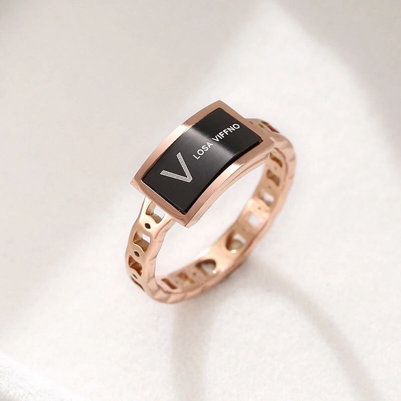 [Non-allergic and non-fading] Rose gold ring female tail ring index finger ring joint ring couple girlfriend ring v