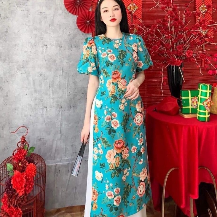 Áo dài ,Áo dài cách tân vải gấm shop hoa 5 màu cực đẹp mã A5