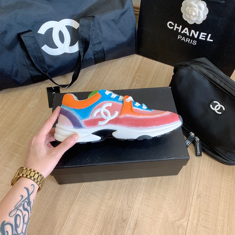 Giày Thể Thao Da Bò Chanel Màu Dạ Quang Thời Trang Cho Nữ