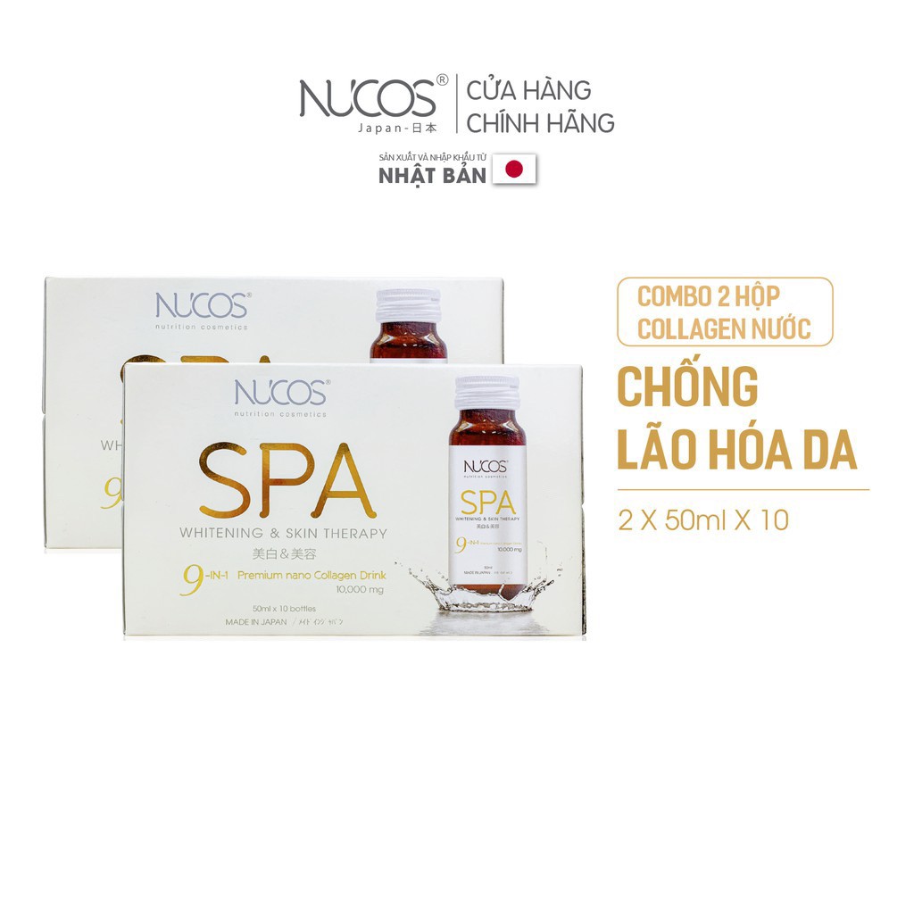 Combo 2 hộp Collagen chống lão hoá căng bóng da Nucos Spa 10000 2x50mlx10 chai | BigBuy360 - bigbuy360.vn