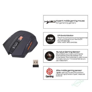 CS 2.4GHz Wireless 2400DPI 6 Buttons USB Optical Gaming Mouse for PC Laptop