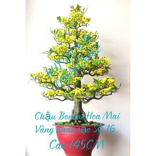 HOA TRANG TRÍ NGÀY TẾT - CHẬU BONSAI HOA MAI NHÂN TẠO 145CM