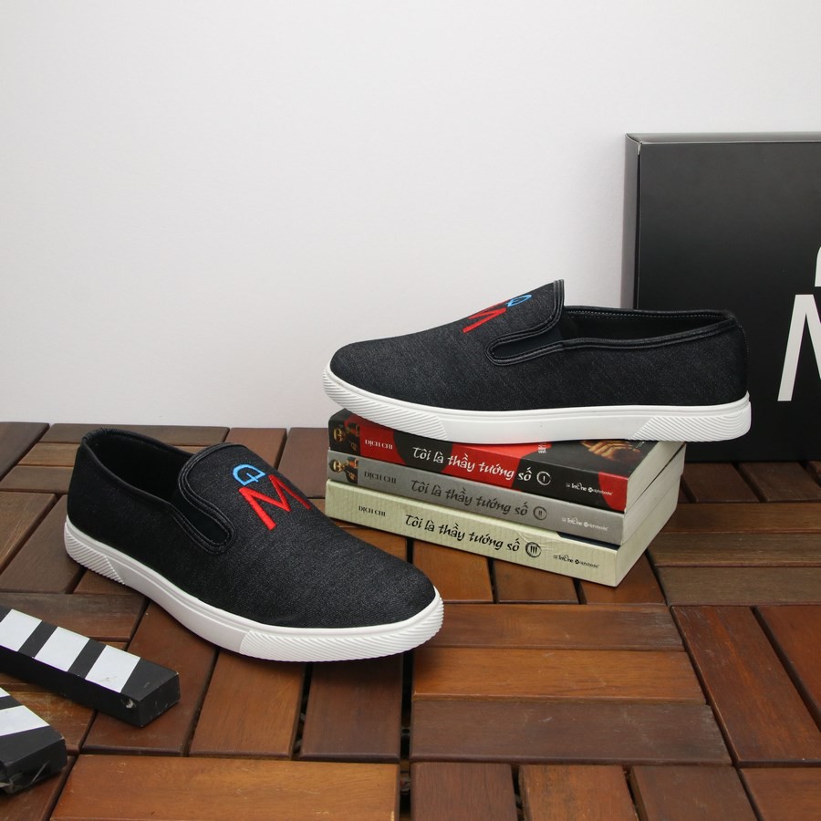 [Mã FASHIONMALLT4 giảm 15% tối đa 30K đơn 150k] Giày lười vải nam thêu chữ MĐ G421 đen đế trắng | BigBuy360 - bigbuy360.vn