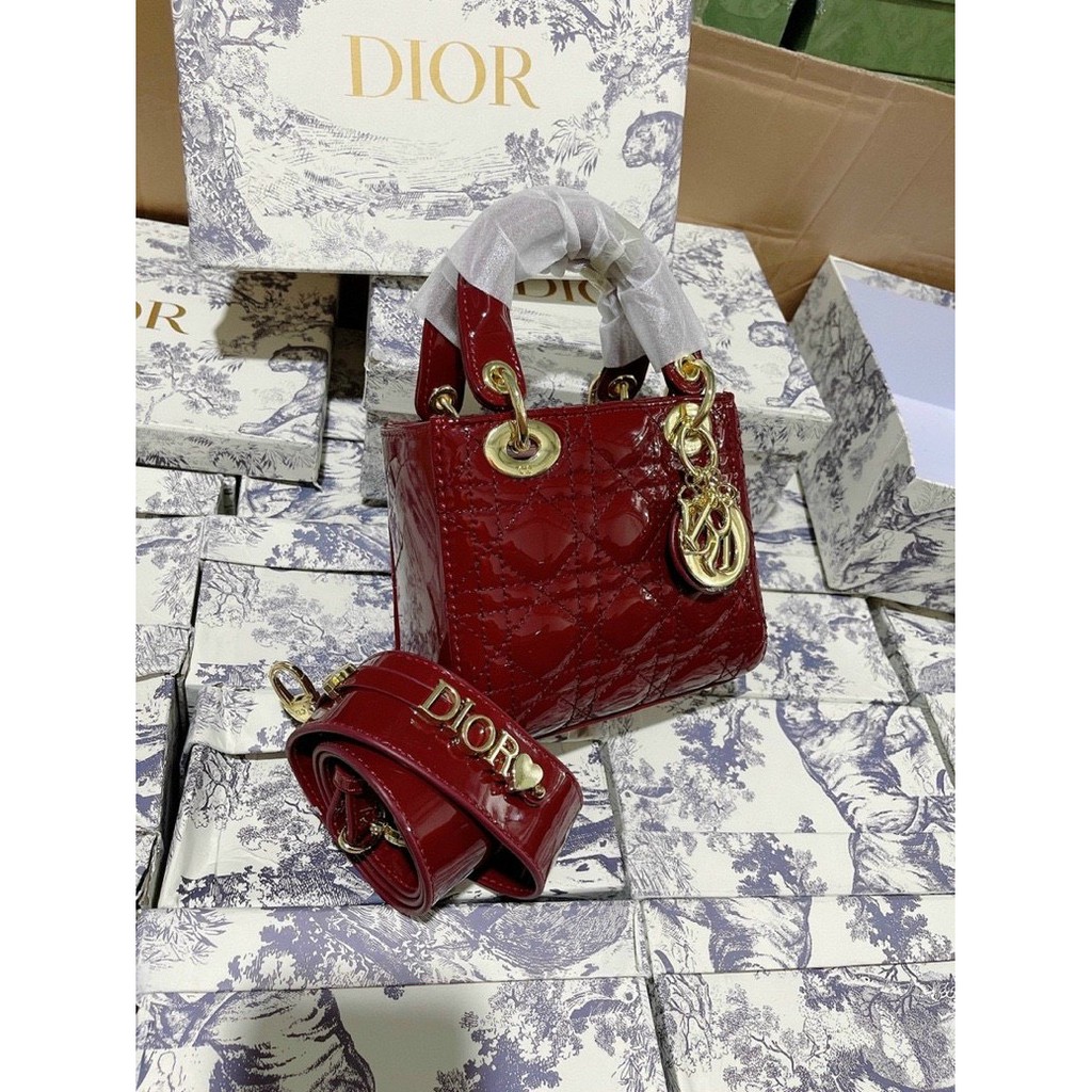 [ Ảnh Thật ] Túi Xách Nữ DO Size 17 Da Bóng Dây Bản To Full Box Hoa