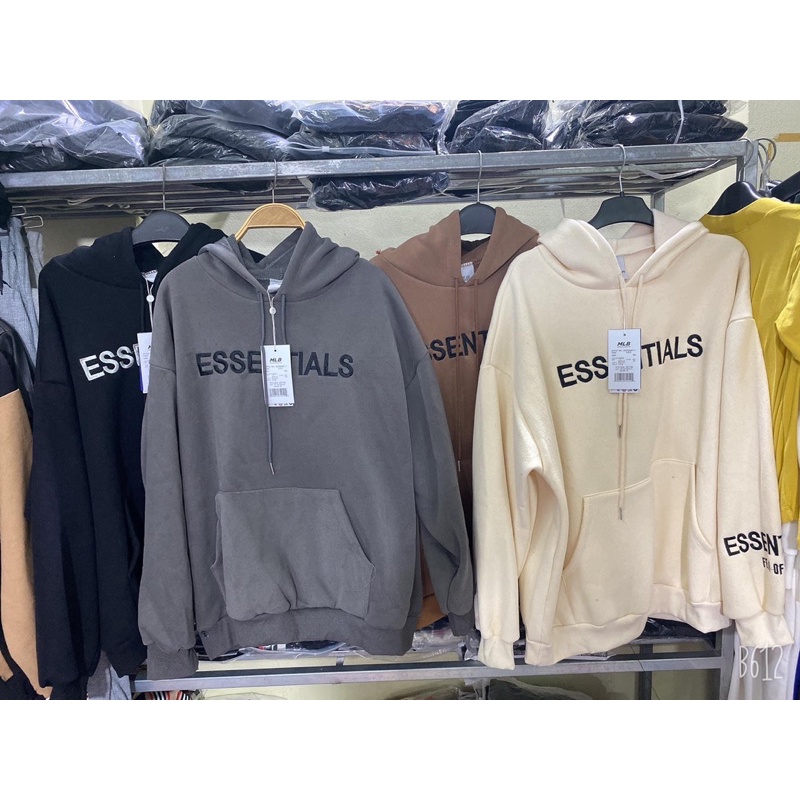 ÁO NỈ MŨ ESSENTIALS LÓT BÔNG MỎNG THÍCH HỢP MÙA THU MÁT KÈM ẢNH THẬT