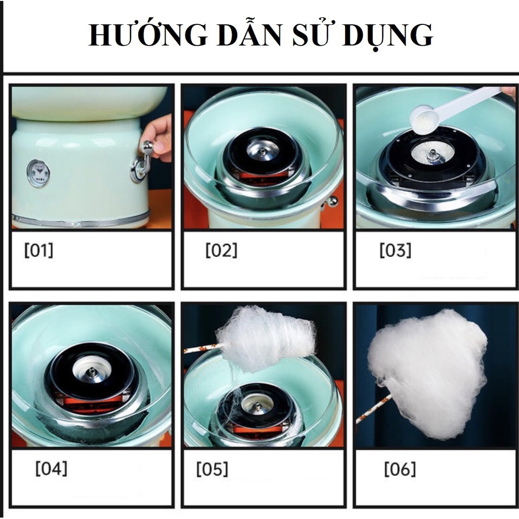 MÁY LÀM KẸO BÔNG GÒN MINI TIỆN LỢI THÔNG MINH QUÀ TẶNG CHO BÉ - Tặng kèm đường, que làm kẹo bông, muỗm đường