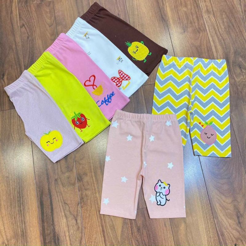 Quần legging lửng bé gái cotton bozip co dãn thoải mái