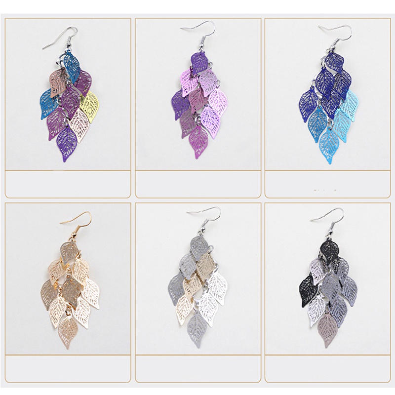 Bông tai dáng dài nhiều lớp phối tua rua phong cách boho