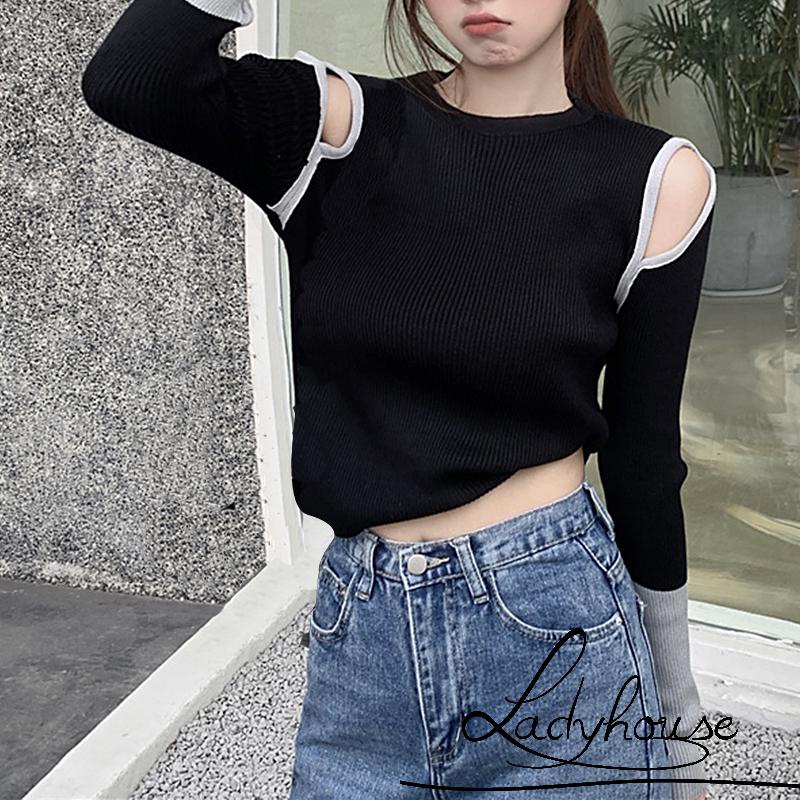 Áo thun tay dài cổ tròn dáng ôm thời trang mùa thu cho nữ