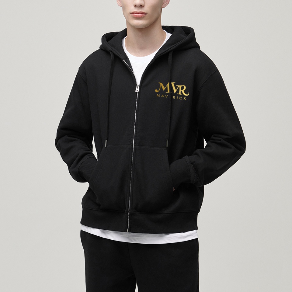 Áo khoác Unisex nỉ hoodie nam nữ dây kéo zip chống nắng logo MVR nhũ vàng Localbrand Phong Cách Ulzzang - MVR25022111