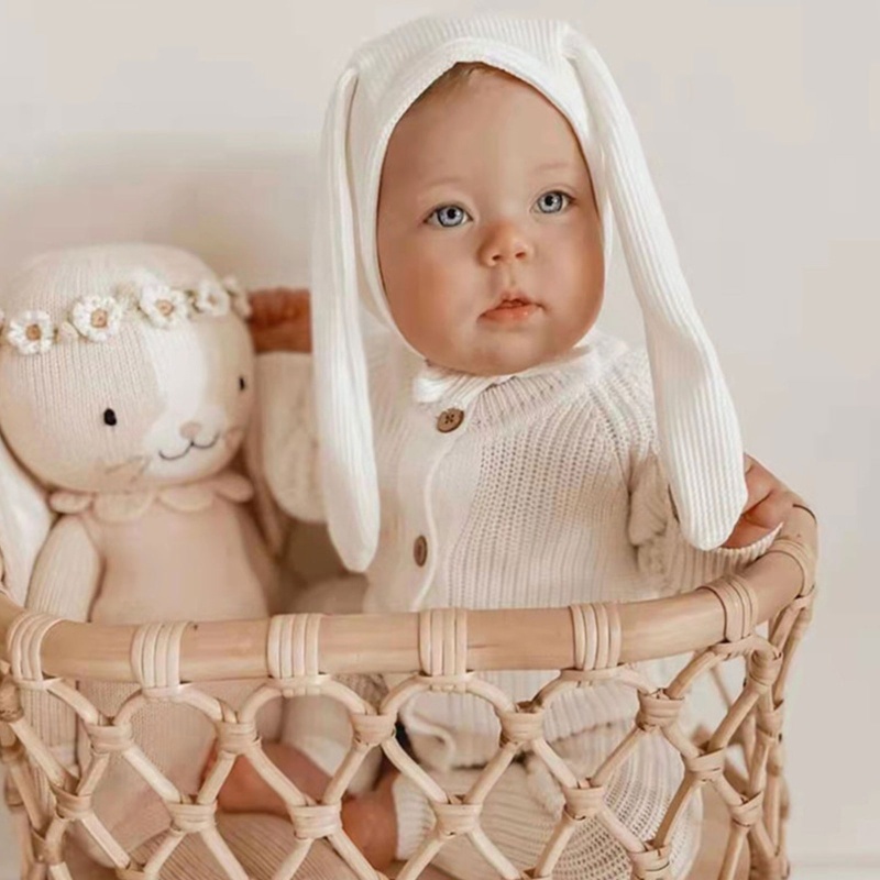 Mũ Tai Thỏ Có Dây Cột Co Giãn Hóa Trang Cho Bé Sơ Sinh