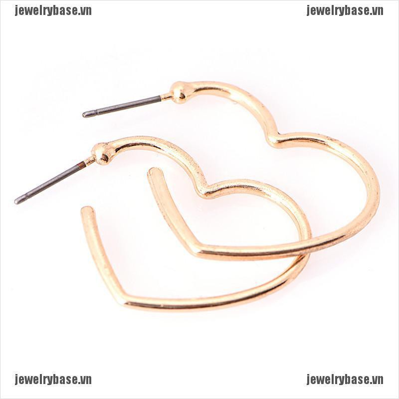 [Base] Heart Circle Loop Hoop Earrings Ear Studs Earrings Women Party Ear Drop Earrings [VN]