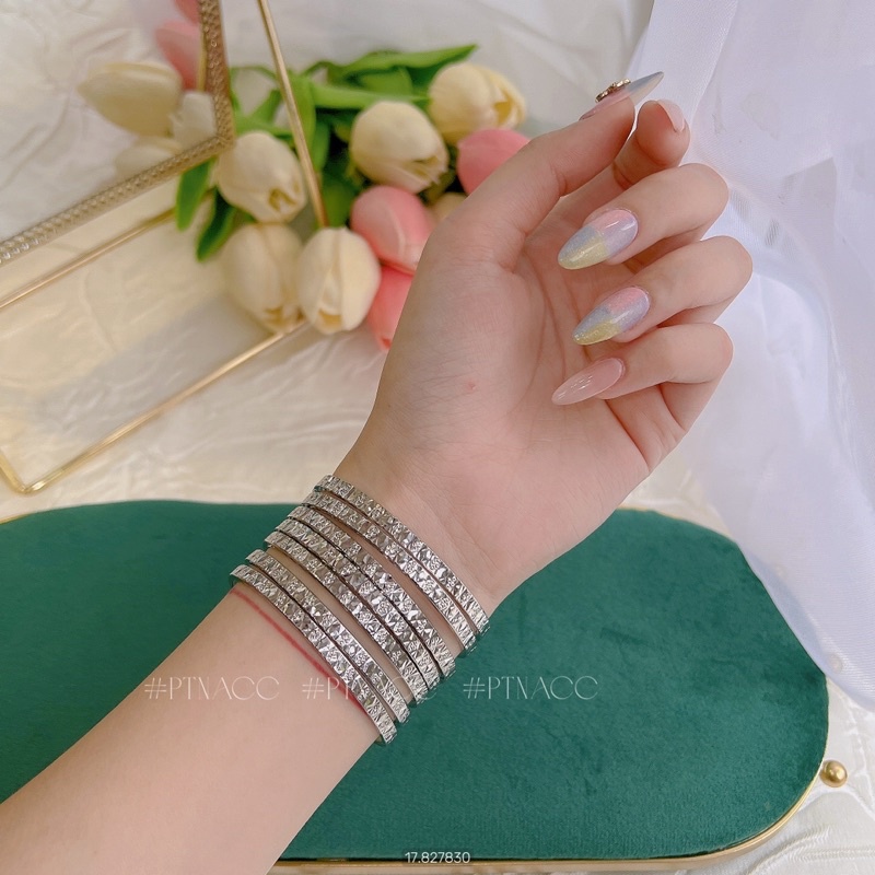 Vòng tay, bộ vòng ximen 7 chiếc chạm máy 4D khoá mở rời từng chiếc khắc K18 .PTNACC.