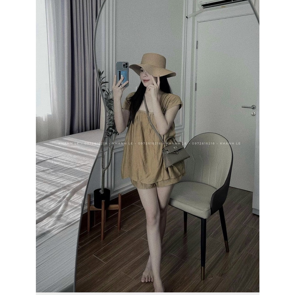 SET Bộ Đũi Nhăn Áo Xòe PHONG CÁCH HÀN QUỐC (kèm ảnh thật +video shop quay)