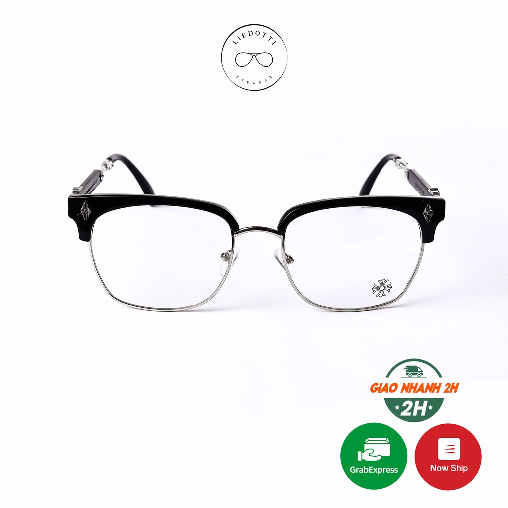 Gọng kính giả cận mắt tròn hai màu thời trang nam nữ Liedotti Eyewear 2275