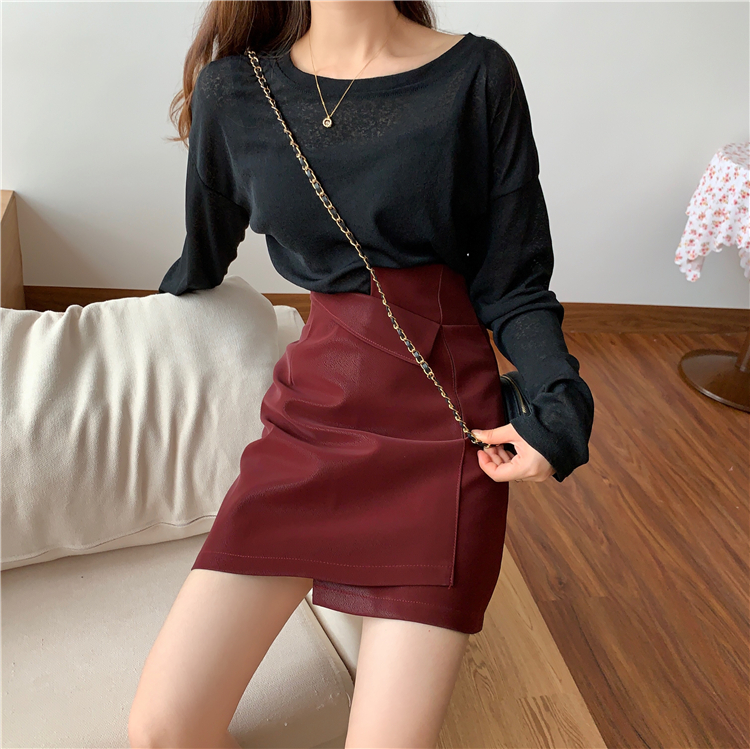 [Mã CBS0703B hoàn 10% tối đa 30K xu 200K] Chân váy da lưng cao phong cách Hàn Quốc cá tính cho nữ | BigBuy360 - bigbuy360.vn