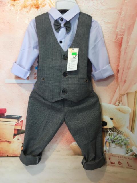 Bộ công tử kẻ hàng cao cấp cho bé trai 8-23kg