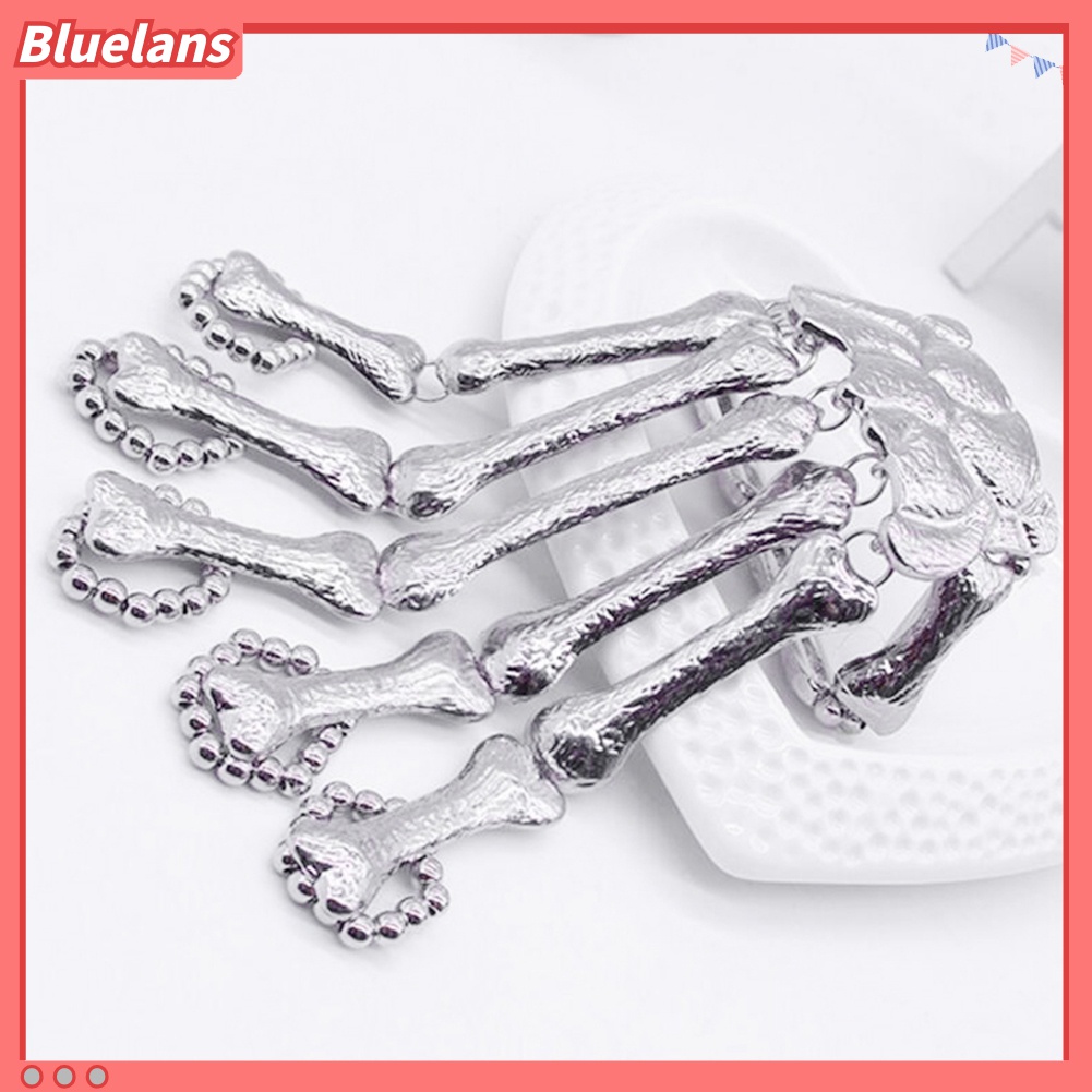 Vòng Đeo Tay Kèm Nhẫn Hình Xương Bàn Tay Phong Cách Gothic Punk 48h