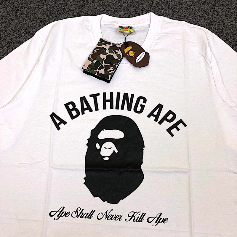 A Bathing Ape Áo Thun Trắng In Hình Nhãn Hiệu Hiệu Thời Trang