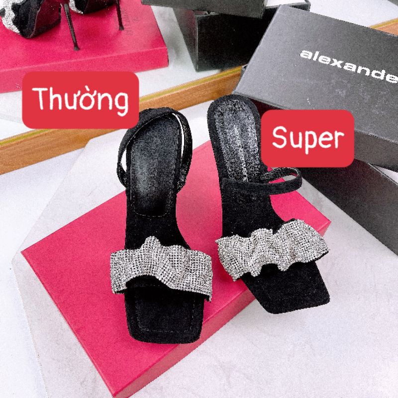 Sandal Wangg quai đá dúm gót nhọn 7p 10p