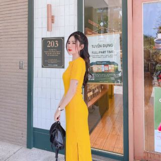 Đầm váy body thun gân trơn