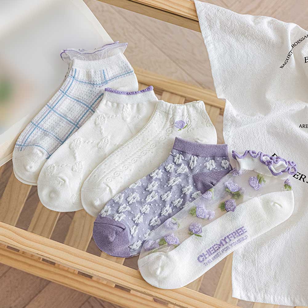 Vớ cotton Thoáng Khí Thoải Mái Màu Tím/Hồng/Tím Cho Nữ