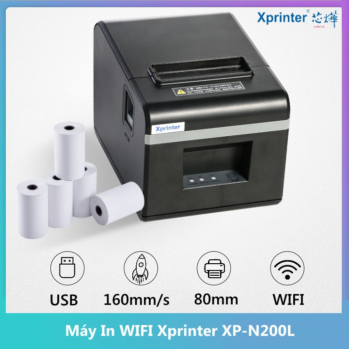 Máy In hóa đơn k80 Xprinter XP-N200L Mới Wifi Tặng kèm 5 Cuộn Giấy K80 | BigBuy360 - bigbuy360.vn
